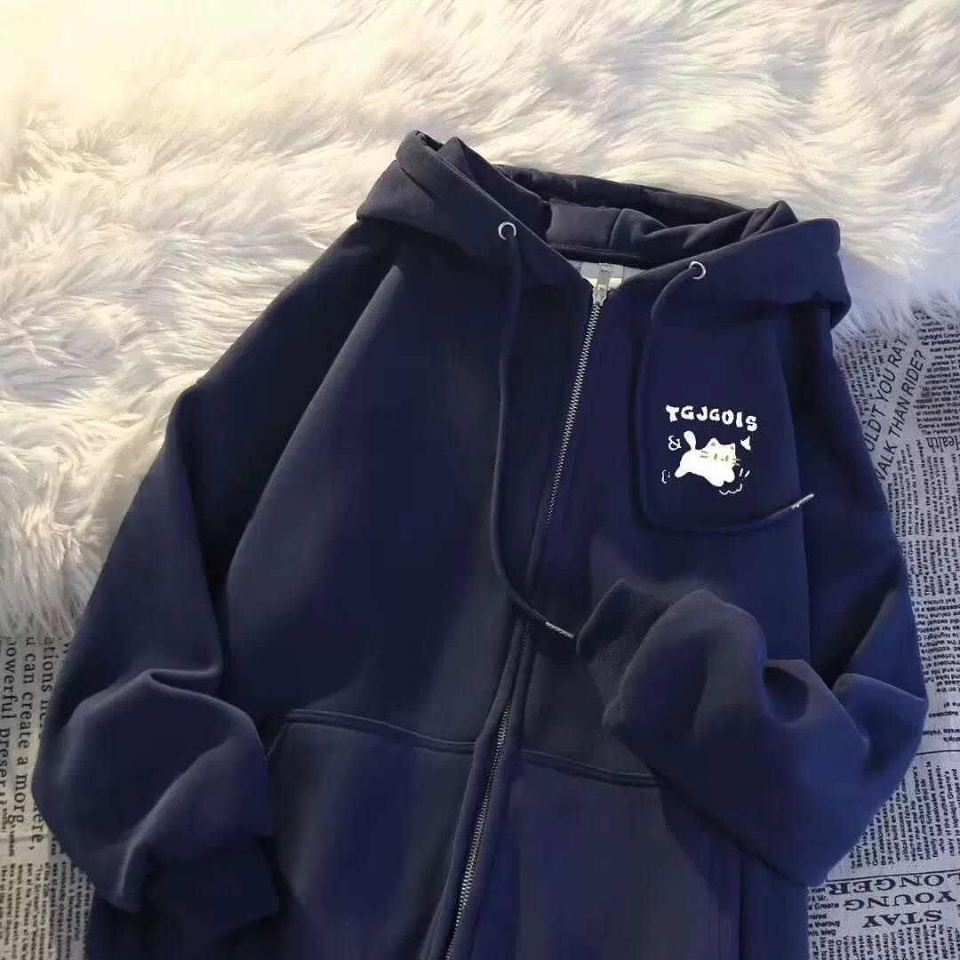 Hoodie Oversize con Gato – Chaqueta con Capucha Unisex Estilo Urbano