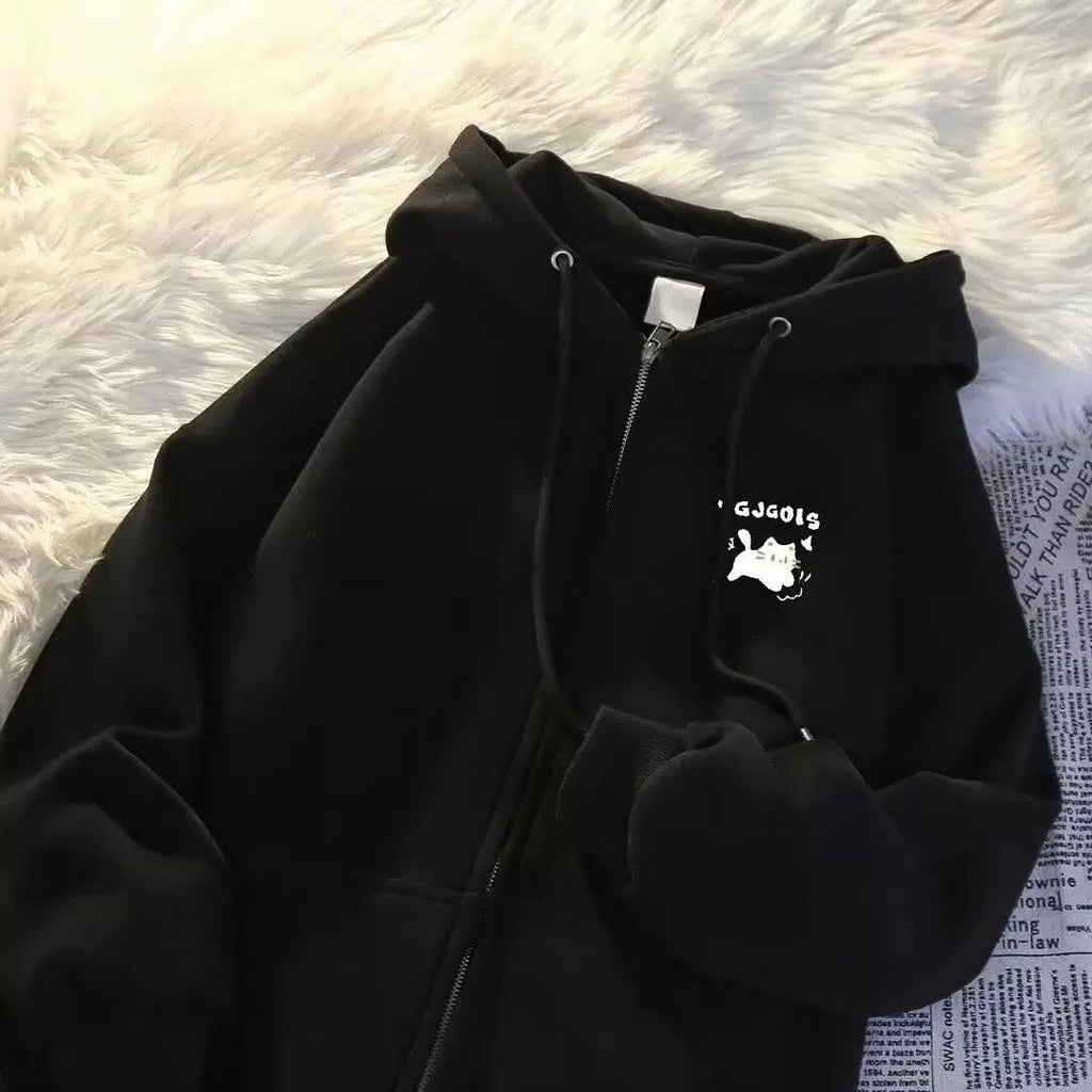 Hoodie Oversize con Gato – Chaqueta con Capucha Unisex Estilo Urbano