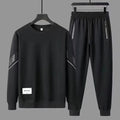 Conjunto Deportivo Oversize para Hombre – Sudadera Cuello Redondo + Jogger Negro Casual