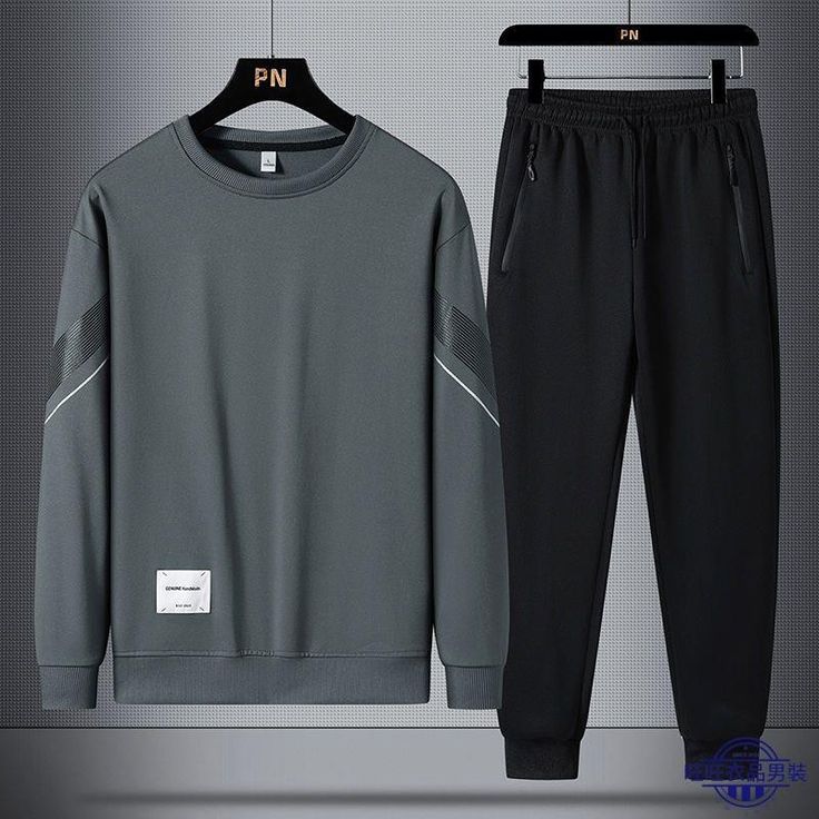 Conjunto Deportivo Oversize para Hombre – Sudadera Cuello Redondo + Jogger Negro Casual