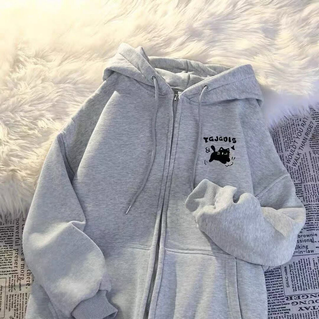 Hoodie Oversize con Gato – Chaqueta con Capucha Unisex Estilo Urbano