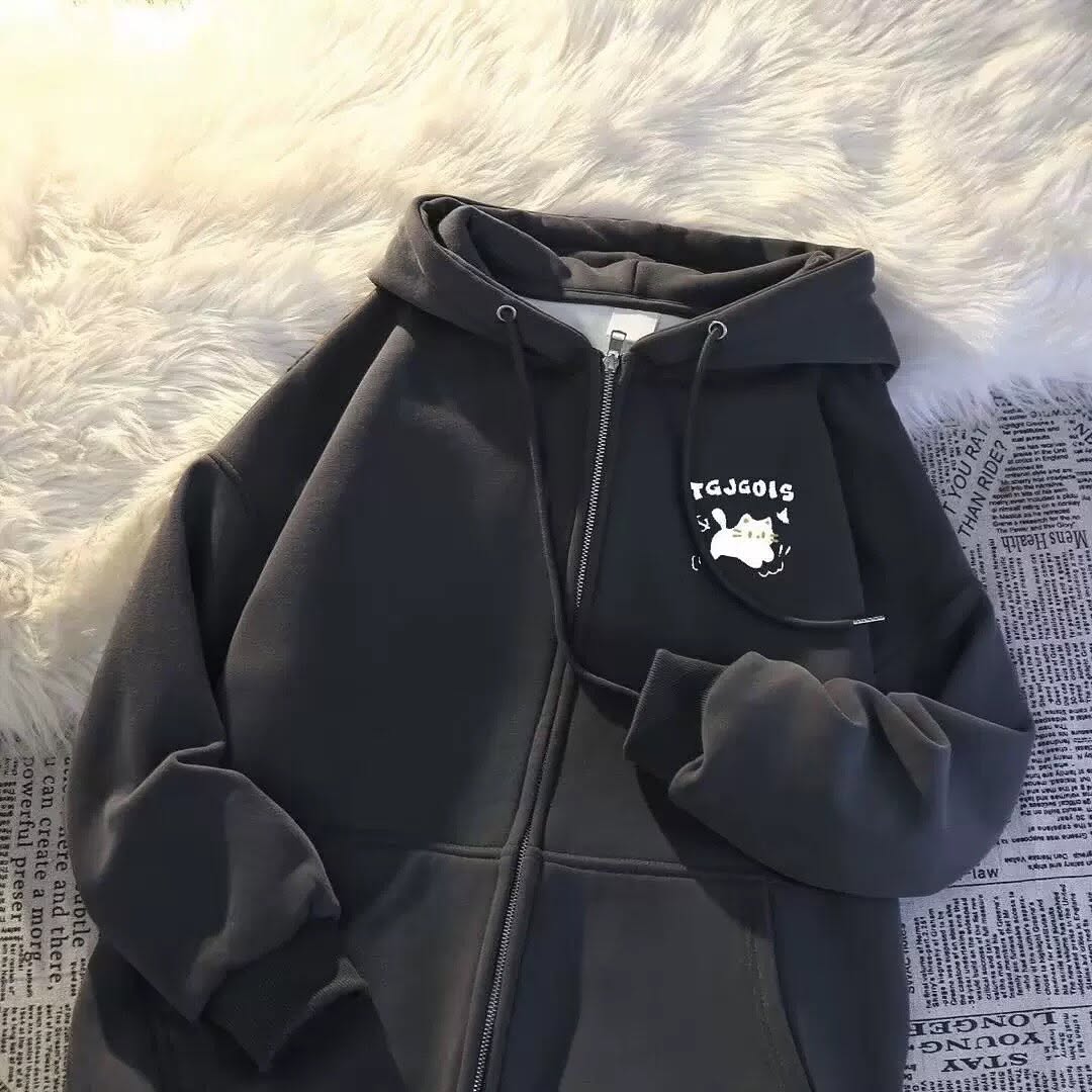 Hoodie Oversize con Gato – Chaqueta con Capucha Unisex Estilo Urbano