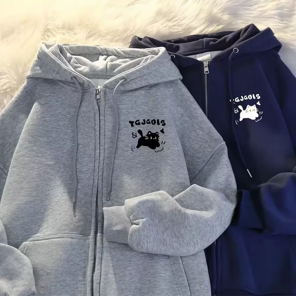 Hoodie Oversize con Gato – Chaqueta con Capucha Unisex Estilo Urbano